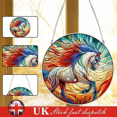 Buy Suncatcher Horse Stained Glass Colorful Diamond Painting Hanging Pendant Decor • 10.29£