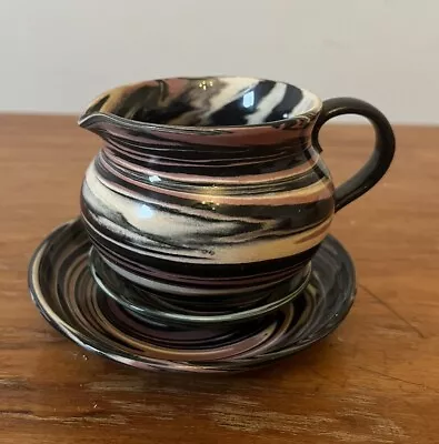 Buy Dunster Pottery Somerset Agate Ware Marbled Swirl Miniature Jug And Saucers • 12£