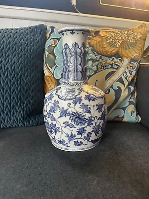 Buy Antique Large Delft? Chinese? Blue & White Porcelain Vase Restoration Repaired • 49.99£