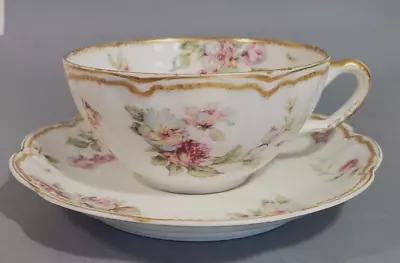 Buy Haviland Schleiger 39E Cup & Saucer Blue Yellow Rose Double Gold Cup E • 49.39£