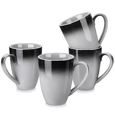 Buy LOVECASA Stoneware Mug Set Of 4 Orange/Black Grey 620ml Mugs For Coffee Tea Milk • 27.99£