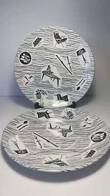 Buy ‘Homemaker’ Ridgway Potteries Ltd Pair Of 9” Monochrome Plates • 20£