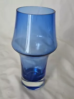 Buy Finnish Riihimaki Blue Art Glass Vase, Circa Mid Century Modern, Tamara Aladin • 37£