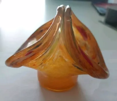 Buy Orange Multi Swirl Vasart Monart Strathearn Perthshire Glass Basket Scottish  • 11£