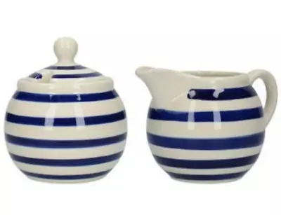 Buy Milk Jug Sugar Bowl London Pottery Out Of The Blue Blue & White Stripes • 19.99£