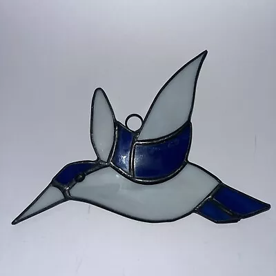 Buy Stain Glass Bird Hanger Decoration Blue  & White 10cm • 5.99£