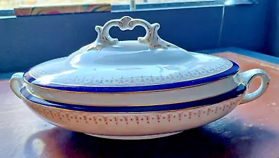 Buy Wedgwood Imperial Porcelain Oval Lidded Tureen With White Blue Gold Gilt • 19£