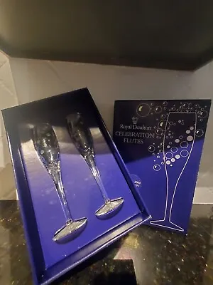 Buy ROYAL DOULTON CELEBRATION FLUTES Champagne CRYSTAL Glasses ~ Year 2000 Box • 16.77£