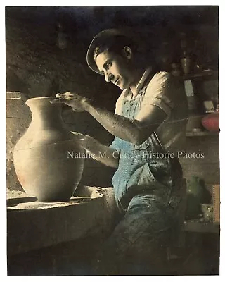 Buy 1940s Pottery Sculptor North Carolina Studio WPA Style Portrait Photo • 559.16£