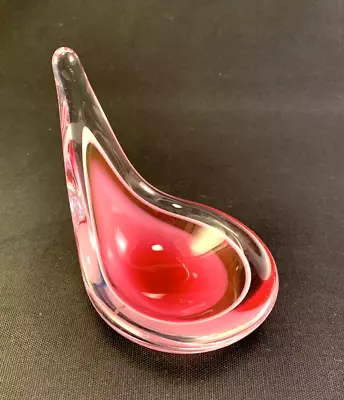 Buy FLYGSFORS COQUILLE Cased Glass Sculptural Bowl Pink White Paul Kedelv Signed MCM • 27.96£