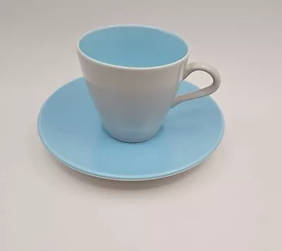 Buy Vintage 1950 Poole Pottery Twin-tone Sky Blue Dove Grey Coffee Cup And Saucer  • 3£