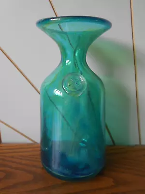 Buy SEA AND SAND Beautiful Blue Green And Gold Glass Wine Carafe Or Vase MDINA Malta • 29.99£