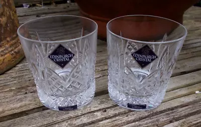 Buy 2 X EDINBURGH Crystal MILLENNIUM Cut 3  Whisky Glasses / Tumblers ~ Signed • 19.99£