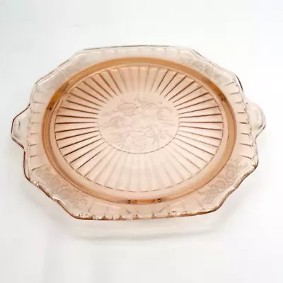 Buy Pink Depression Glass Mayfair Open Rose Footed Cake Plate 10  • 8.39£