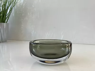 Buy Signed 1950's Swedish Orrefors Nils Landberg Smoke Grey Glass Scandi Geode Bowl • 70£
