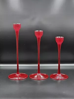 Buy IKEA BLOMSTER Wesslander Maroon Ruby Red Glass Taper Candlesticks Holder 1999 • 13£