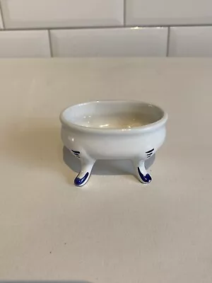 Buy Vintage Salt Dish Blue & White On Feet Simple Tableware • 10£