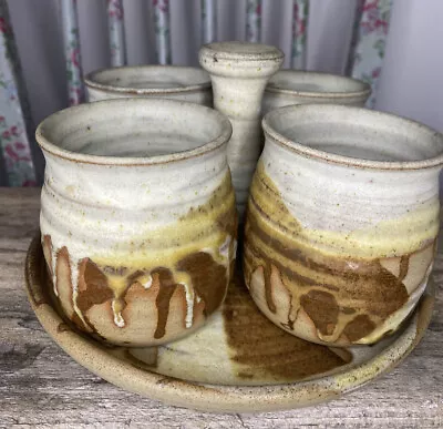 Buy  Vintage Canterbury Pottery Preserve Pots & Holder Studio Pottery Mid Century • 23.99£