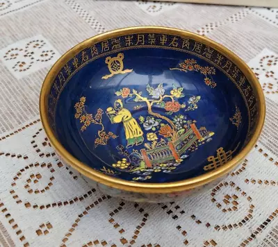 Buy Vintage Carlton Ware Blue Chinoiserie  Chinese Figures  3199 Bowl Enamel • 35£