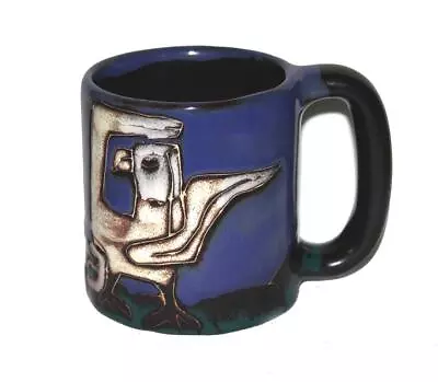 Buy Large Mara Embossed White Eagle Mountains Blue Mug Mexico Pottery UNUSED HTF • 25.15£
