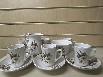 Buy Set Kernewek Cornish Pottery Floral Duos, 6 Cups & 6 Saucers, Milk Jug, Bowl • 26.95£