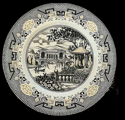 Buy  Royal Stafford Black And Gold Bridge Scene 11  DINNER Plates 4 Pc Set NEW • 63.16£