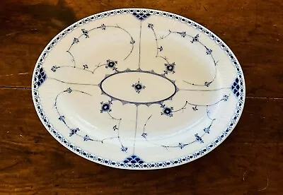 Buy Antique Royal Copenhagen Porcelain Half Lace Blue & White 14.5” Platter • 186.39£