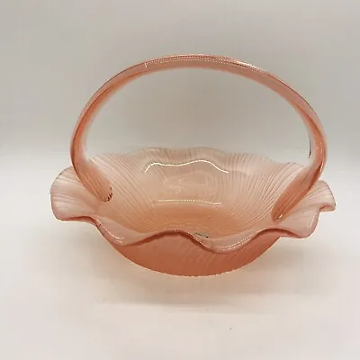 Buy Fenton Pink Depression Ware Glass Basket With A Handle 7” Diameter Vintage • 16.77£