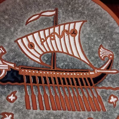 Buy Viking Ship Ceramic Wall Plate Handmade Bonis Studio Pottery From Rhodes Greece. • 9.99£