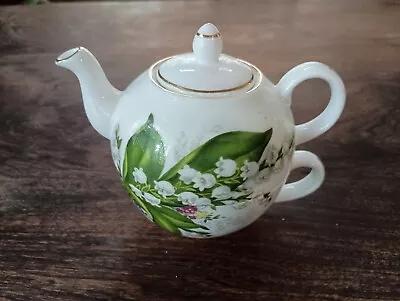 Buy Sheltonian English Bone China, Individual Teapot And Cup, Lily Of The Valley • 37.27£