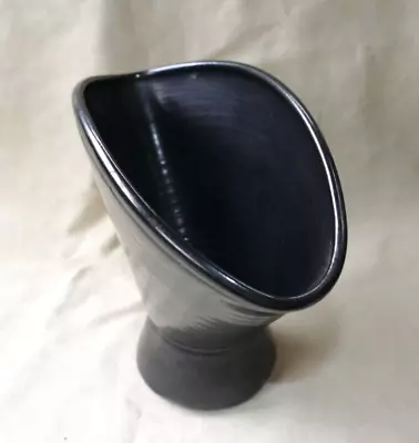Buy Prinknash Gothic Style Black Studio Pottery- 16cm Tall Fan Shaped Vase- • 2.95£