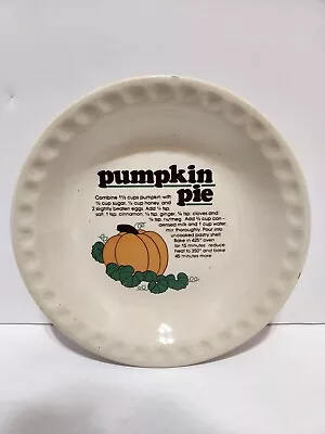 Buy Vintage Ceramic Pottery Country Harvest Pumpkin Pie Pan Plate W/ Recipe -10  • 14£