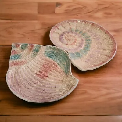 Buy Fitz And Floyd Omnibus Sea Shells Nautical Appetizer Serving Plates Set Of 2 • 13.05£