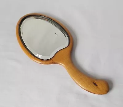 Buy Vintage Antique Art Nouveau Style Wooden Framed Hand Mirror. Heavy Bevel Glass. • 16.99£