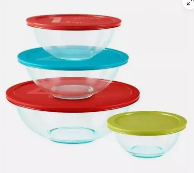 Buy New Pyrex 8-piece Glass Mixing Bowl Set With Plastic Lids - NEW • 23.29£