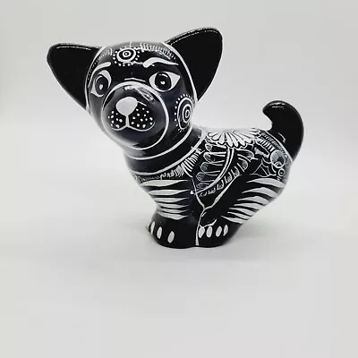 Buy Chihuahua Dog Sculpture Mexican Pottery Folk Art  5 Inches Black And White  • 32.62£