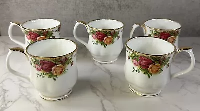 Buy Set Of 5  Royal Albert Old Country Roses Bone China  Footed Coffee Mugs 3.25  • 107.17£