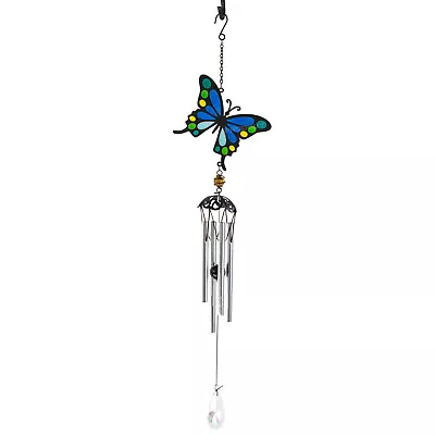 Buy Blue Butterfly Garden Wind Chimes Outdoor Bird Hanging Ornament Decoration Art • 5£