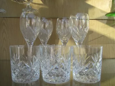 Buy Royal Doulton, 4 Crystal Wine Glasses. 4 Crystal Whisky Glasses. Signed  • 29£