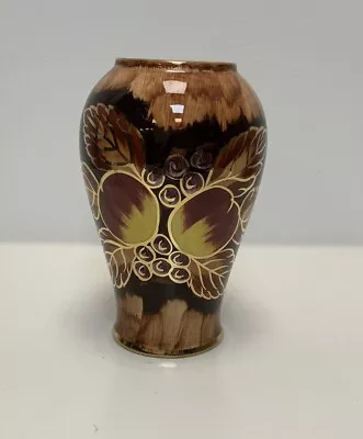 Buy Vintage Old Court Ware Gold & Autumn Fruits Vase 21cm Tall Hand Painted Vase • 4.55£