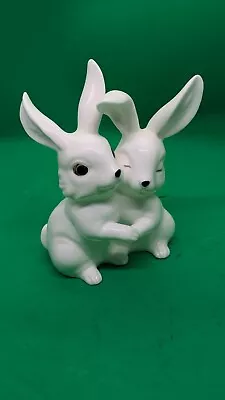 Buy Royal Osbourne Cuddling Hares / Rabbits China Figurine. 12cm Excellent Condition • 12£