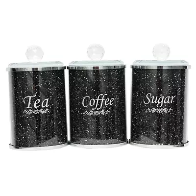 Buy Crystal Crushed Diamond Filled Tea Coffee Sugar Canisters Jars Storage Kitchen • 26.99£
