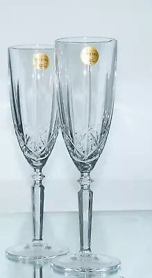 Buy Pair CAPRI Italian Lead Crystal Cut Fluted Champagne Glasses - 200ml • 10£
