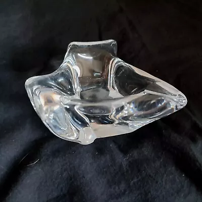 Buy Daum Crystal, France - 1960s Heavy  Glass Ashtray Figleaf - Signed ~ Ex Con • 45£