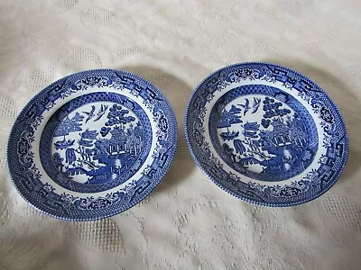 Buy Vintage Retro Pair Of  Blue Willow Pattern Tea Plates Made In England 16.5cm Dia • 8.99£