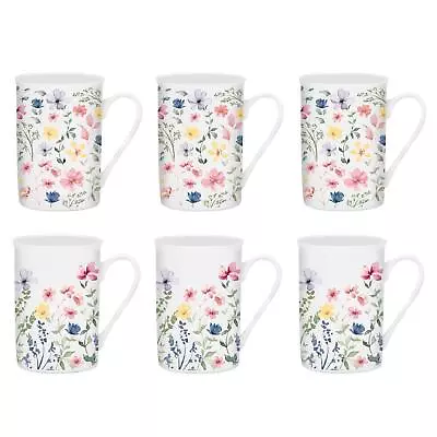 Buy Set Of 6 Floral New Bone China Coffee Mugs Afternoon Tea Cups Home Kitchen  • 16.95£