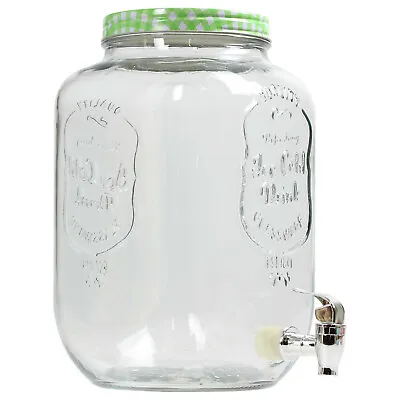 Buy 8 Litre Glass Party Beverage Drinks Dispenser Jug Juice Jar Tap Cocktail Water • 17.95£