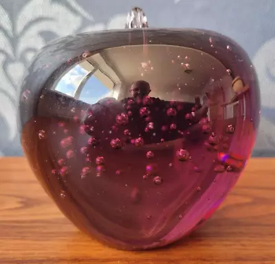 Buy Teign Vally Glass Purple Pink Apple Paperweight • 10£