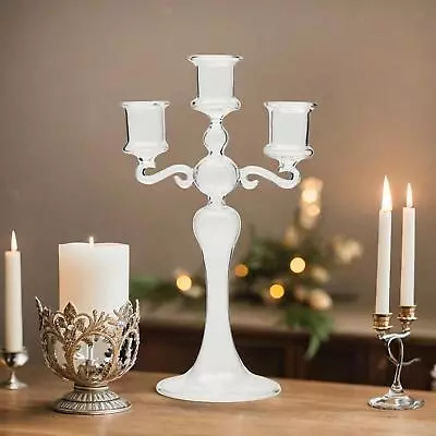 Buy Glass Candle Holder Candelabras Table Centerpiece Glass • 10.04£
