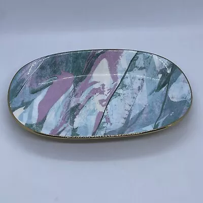 Buy John Lewis Serene Oval Platter Turquoise Pink & Gold Fine China 24 X 16cm NEW • 15£